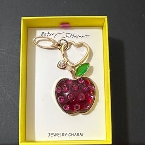Betsy Johnson apple keychain and bag charm
